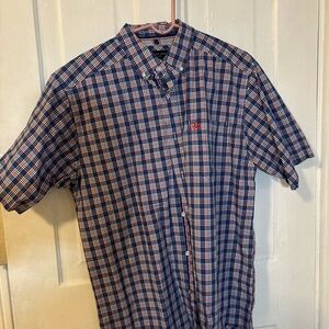 Ariat Blue and Red Casual Button Down Shirt